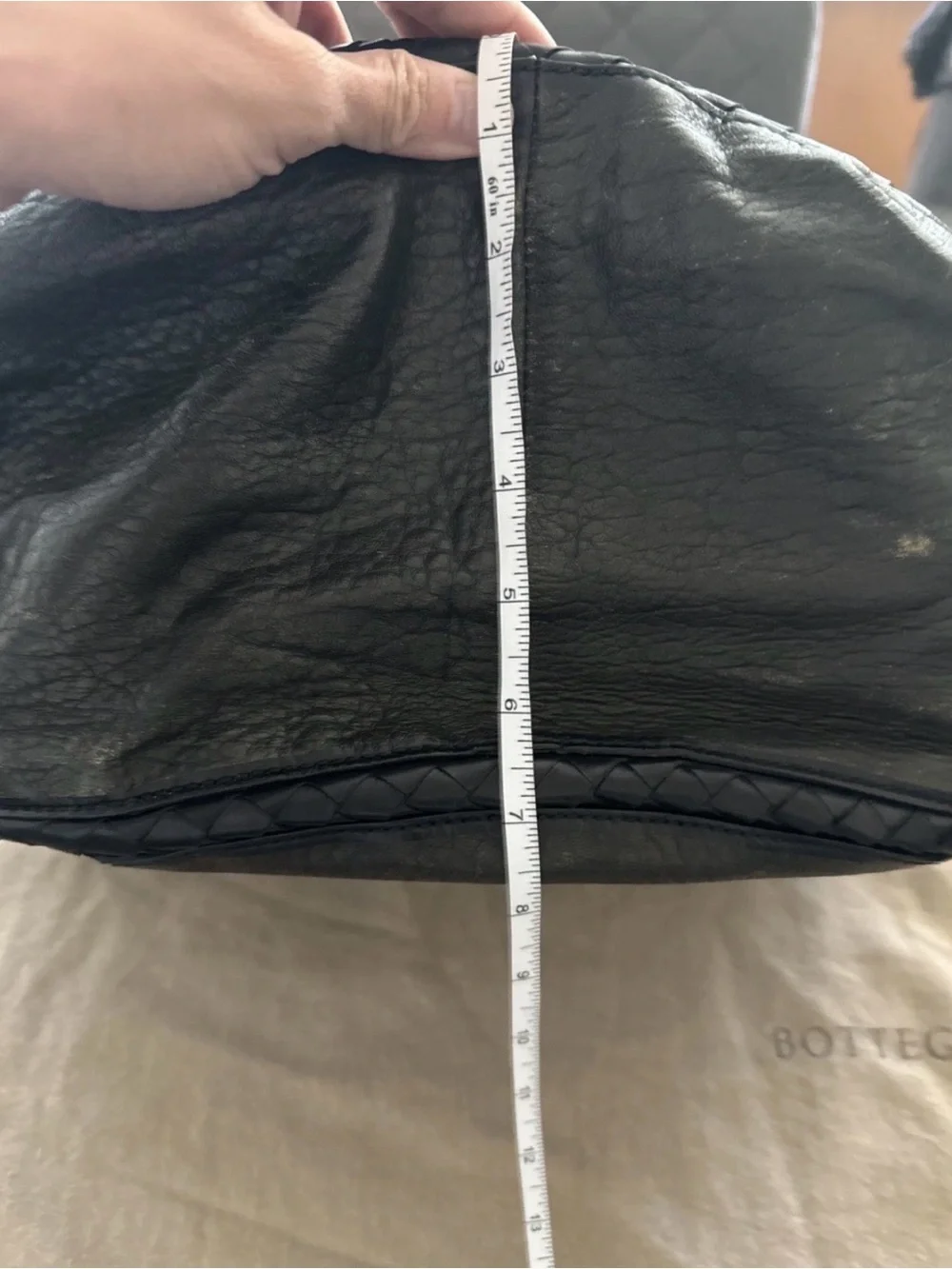 Bottega Veneta Distressed Black Leather Hobo Bag